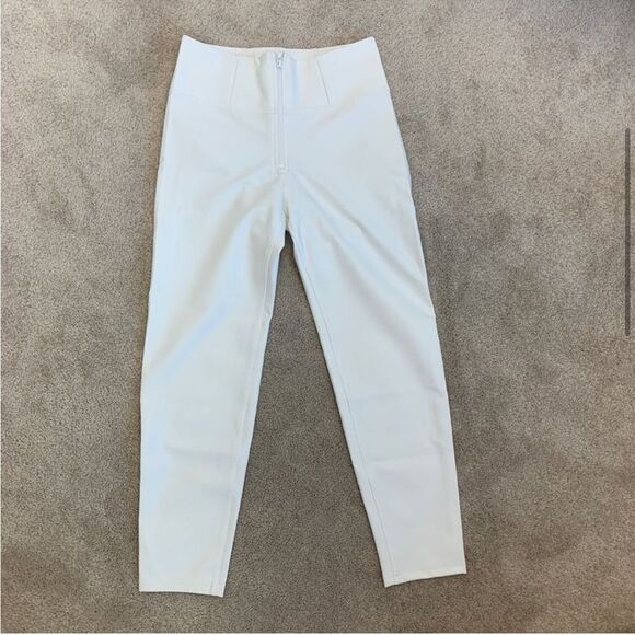 FREDDY WR.UP white faux leather vegan High Waisted 7/8 Length leggings Sz L NWT - Picture 2 of 10